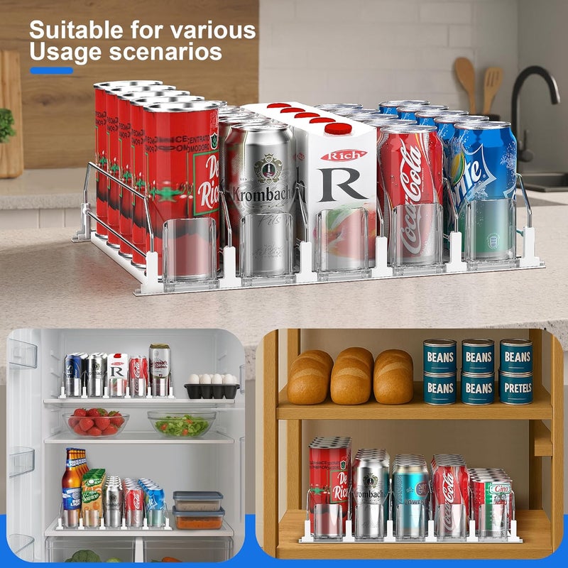 nabobt Drink Organizer for Fridge, Upgraded Drink dispenser for fridge, Automatic Pusher Glide,12oz 16oz - Can Dispenser for Fridge - Holds up to 20 Cans - 5 Rows White - Image 5
